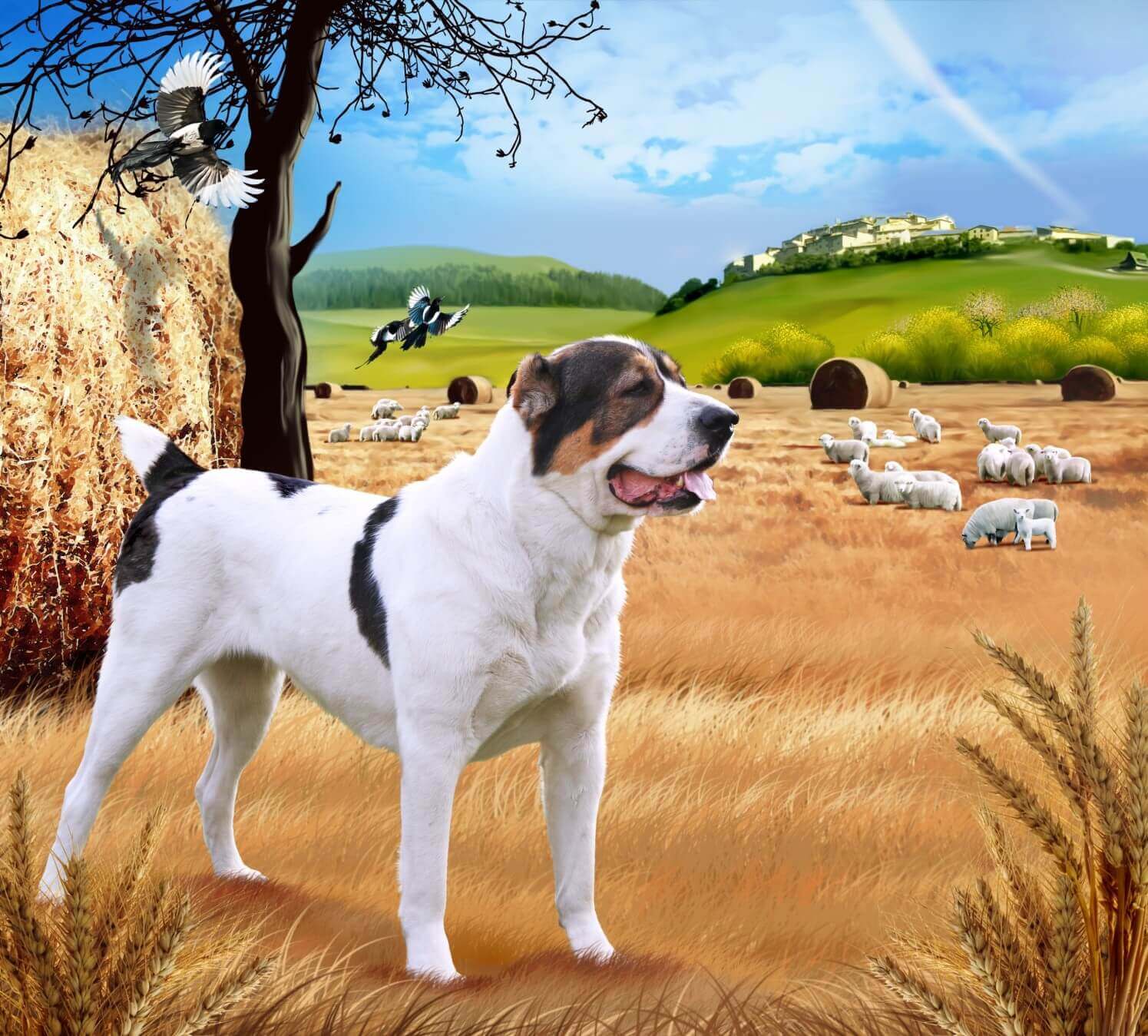 Alabay Köpeği ve Koyun Sürüsü - Alabay Dog and Sheep Herd - Anime