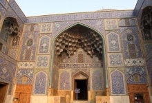 Mescid-i İmam Camii girişinde öğleden sonra güneşi, İsfahan İran