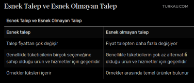Esnek Talep ve Esnek Olmayan Talep