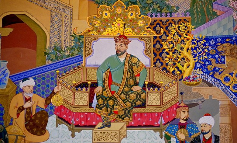 Emir Timur Tahtında Minyatür