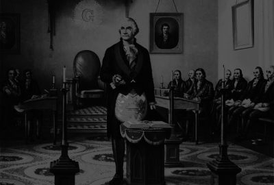 George Washingtonu Locasinin Efendisi olarak tasvir eden 1870 tarihli baski