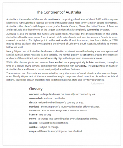 Ingilizce c1 Okuma Metinleri The Contient of Australia