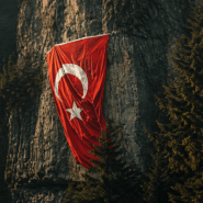 Estetik Dağ Manzaralı Bayrak Yüksek Yerlerde Açan Çiçeğim Kapak Fotoğrafı