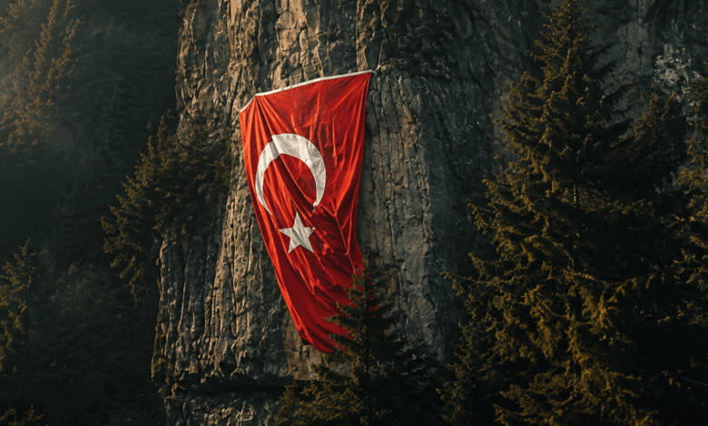 Estetik Dağ Manzaralı Bayrak Yüksek Yerlerde Açan Çiçeğim Kapak Fotoğrafı